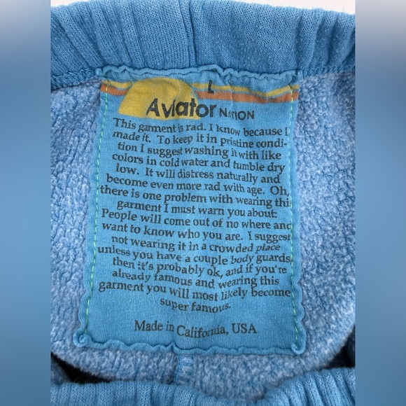 Aviator Nation 5 Stripe Sweatpants Ocean Blue Rainbow Stripe - Picture 9 of 14